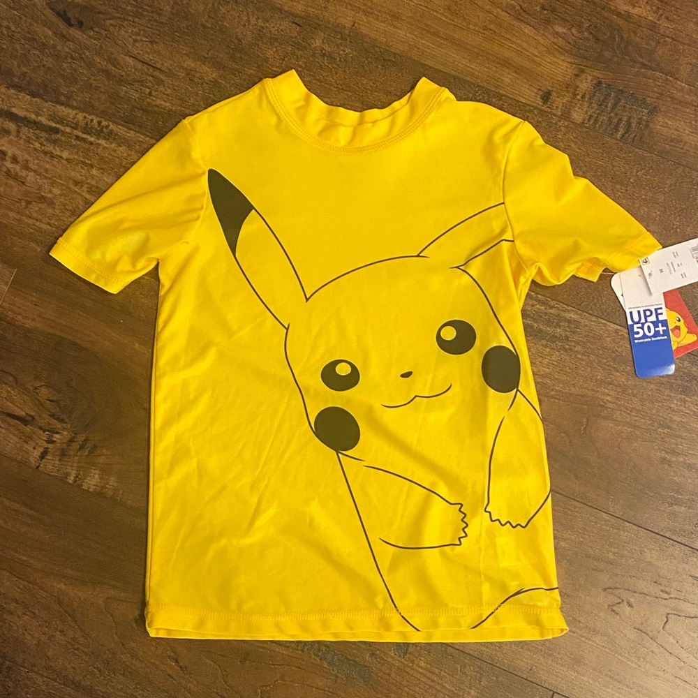 Pokemon Bright Yellow Pikachu Kids Swim Tee